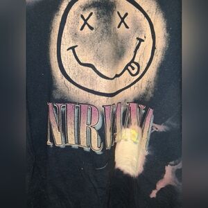 NIRVANA  Reverse Bleached Rare Tie Dye Size Xl Logo Grunge Tee Nwot